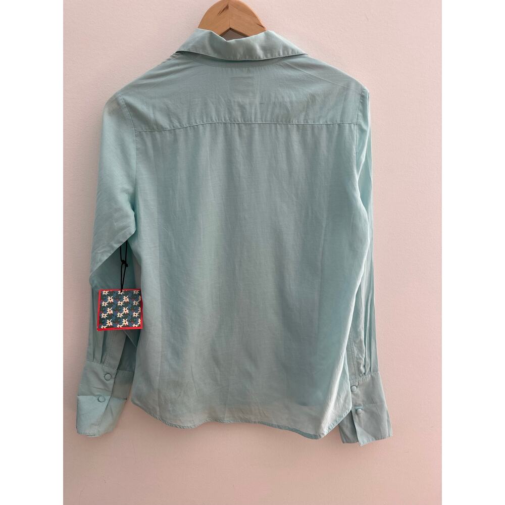 MOTHER x Chloe Fineman The Mayday Shirt Women's Size XS Fly Me Out Larkspur - Picture 3 of 7